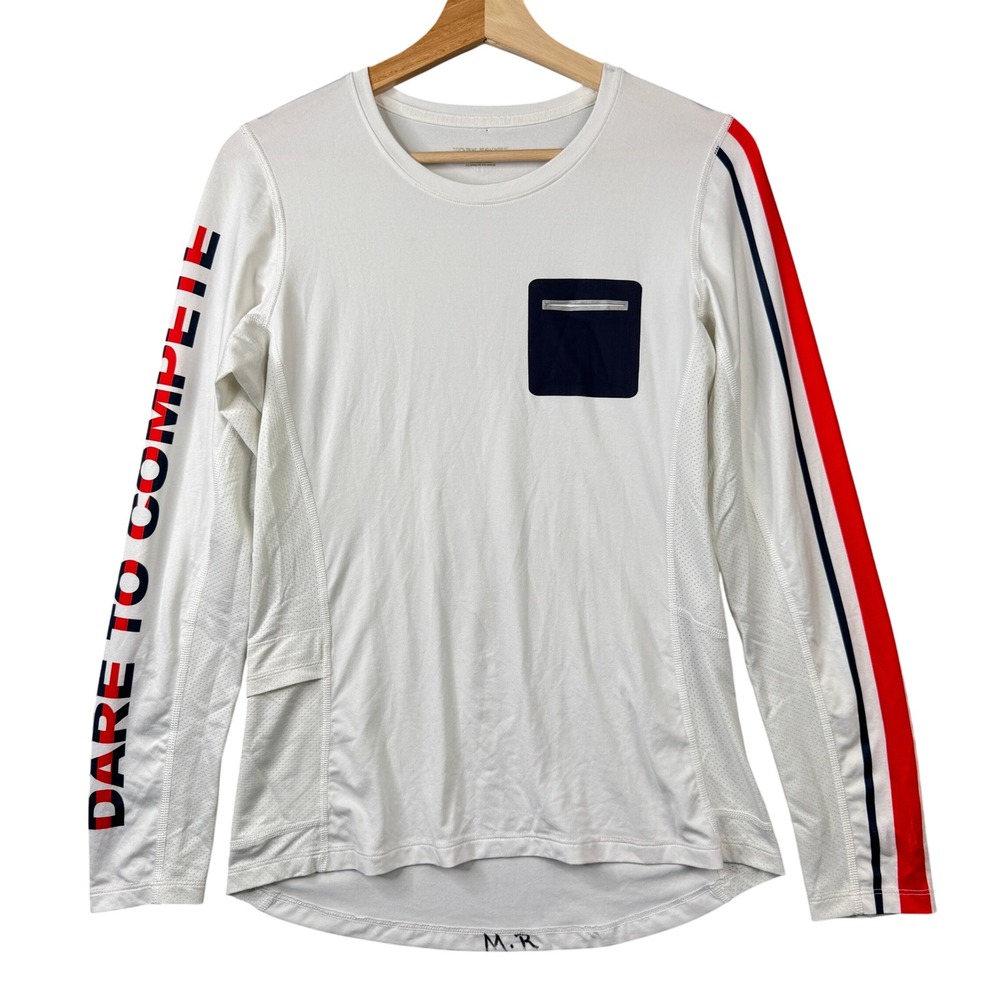 Tory Sport Dare To‎ Compete Long Sleeve Top White Red Navy Size M 17237